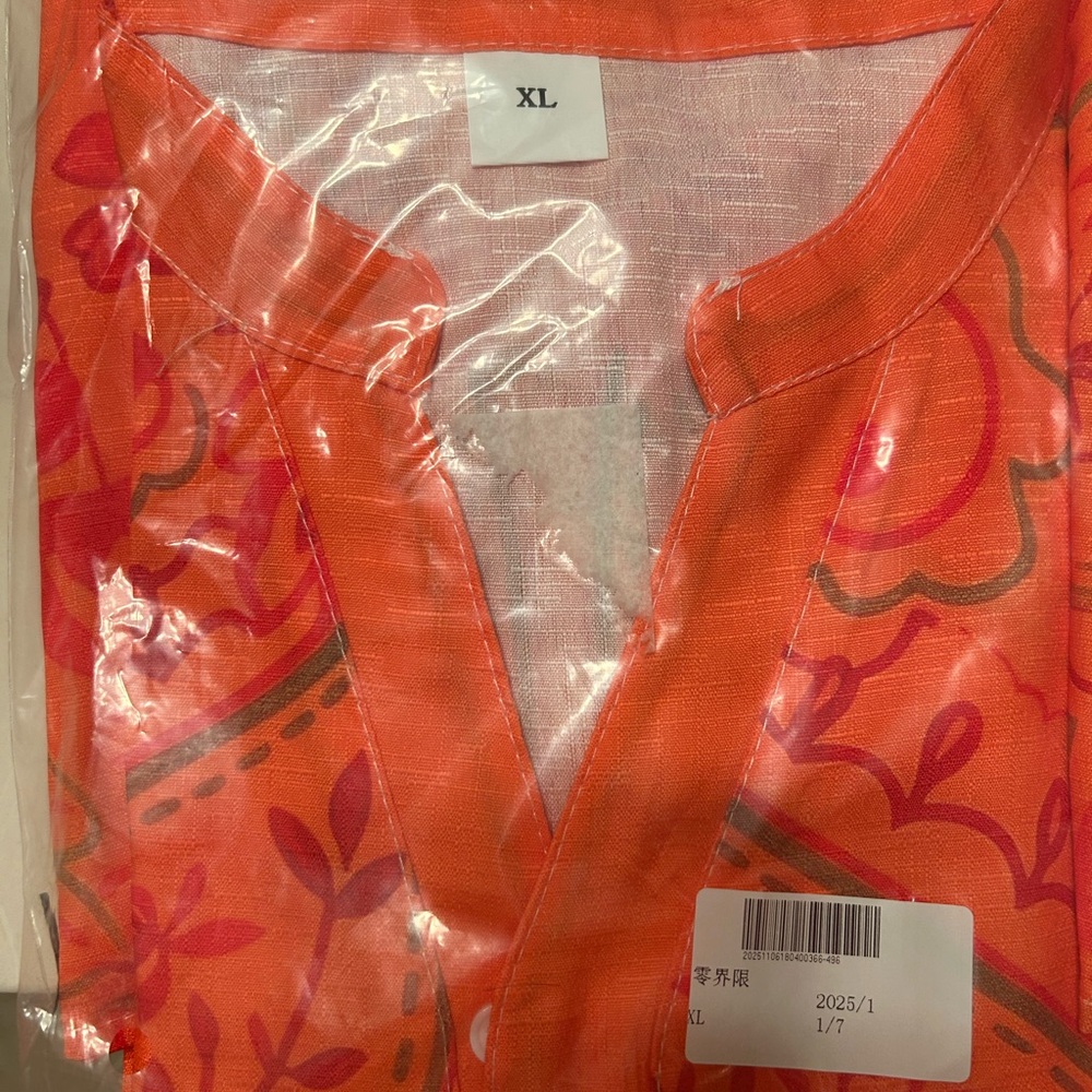 Vibrant Orange Floral Women's Top - Picture 4 of 6